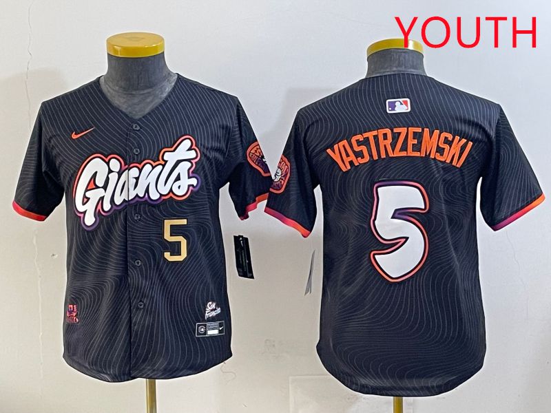 Youth San Francisco Giants #5 Yastrzemski Black Joint Name 2025 Nike MLB Jersey style 37